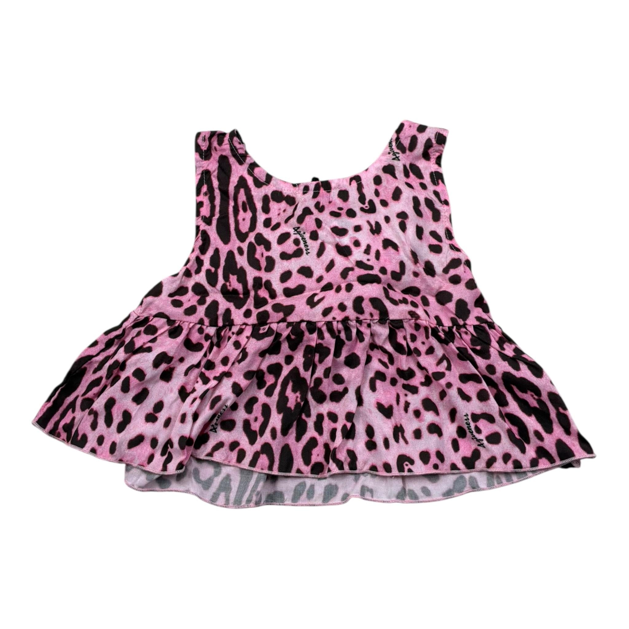 4Giveness Top Tinta Unita con Fantasia Maculata per Neonata FGCN3956 ROSA 4GIVENESS 