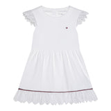 Tommy Hilfiger Abito Firocollo Tinta Unita con Ricami per Neonata KN0KN02046 BIANCO TOMMY HILFIGER 