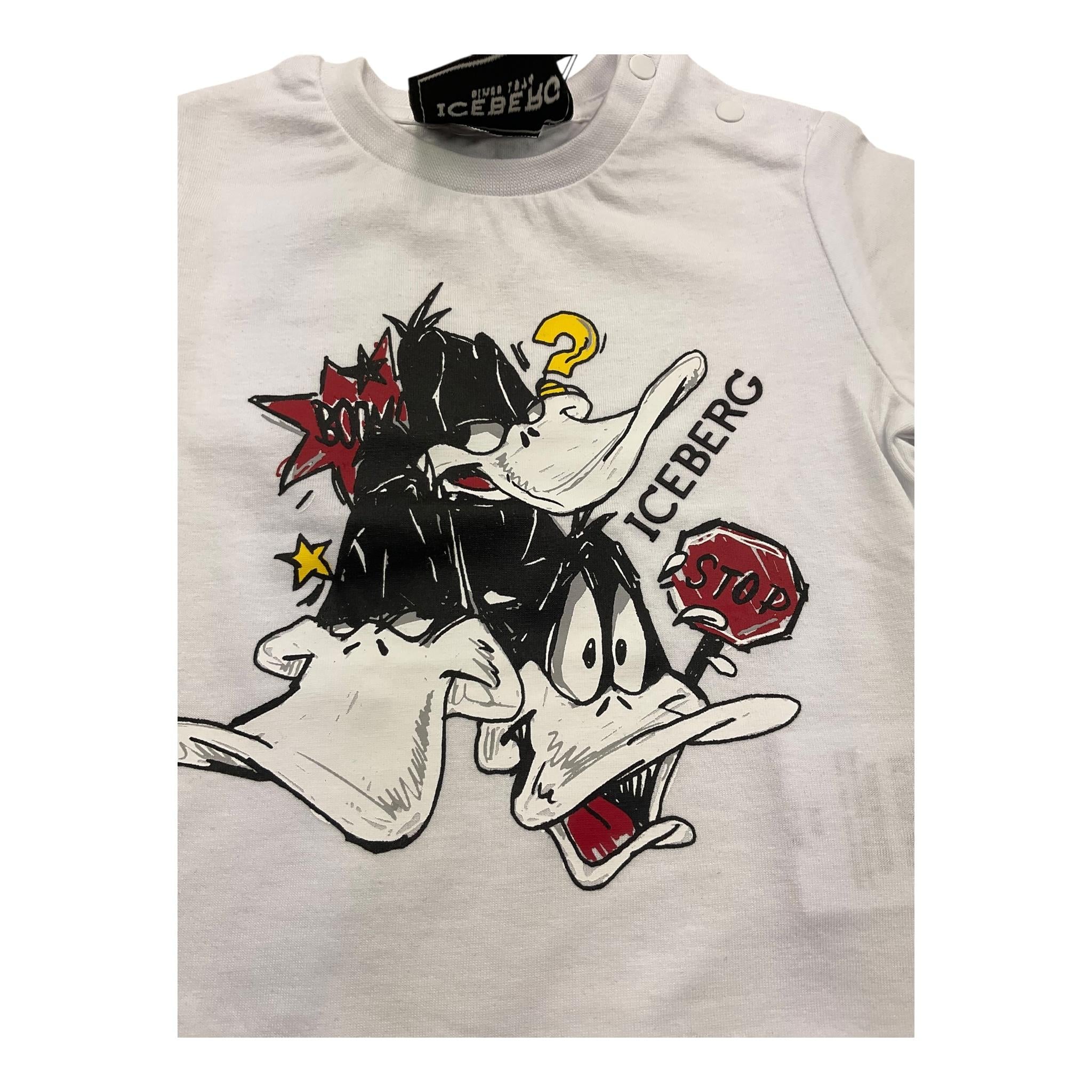 Iceberg T-Shirt Girocollo Tinta Unita con Stampa per Neonato TSICE5107B BIANCO ICEBERG 