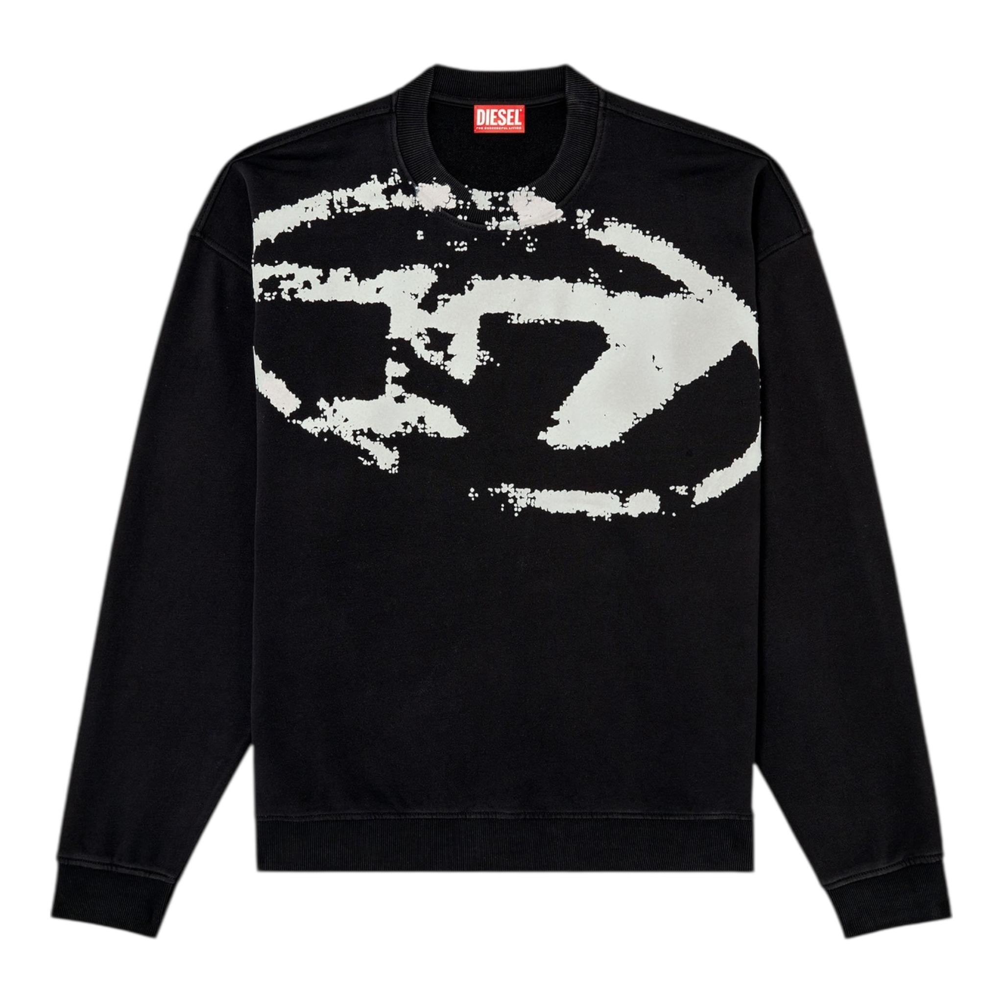 Diesel Felpa Chiusa Girocollo Tinta Unita con Stampa per Bambino J02213X NERO DIESEL 