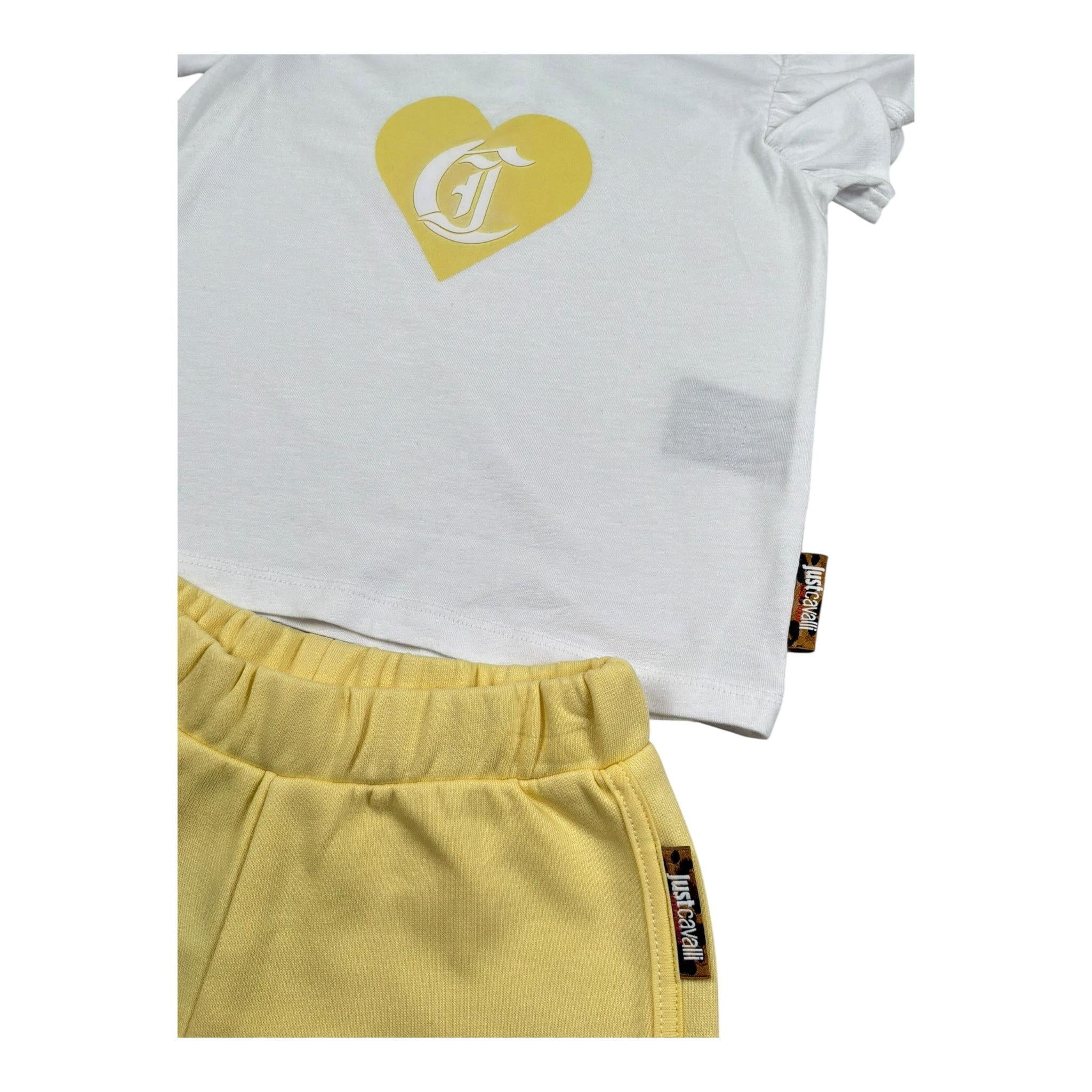 completo 2 pezzi t-shirt-short bicolore JIP26077CJJ BIANCO/GIALLO JUST CAVALLI 