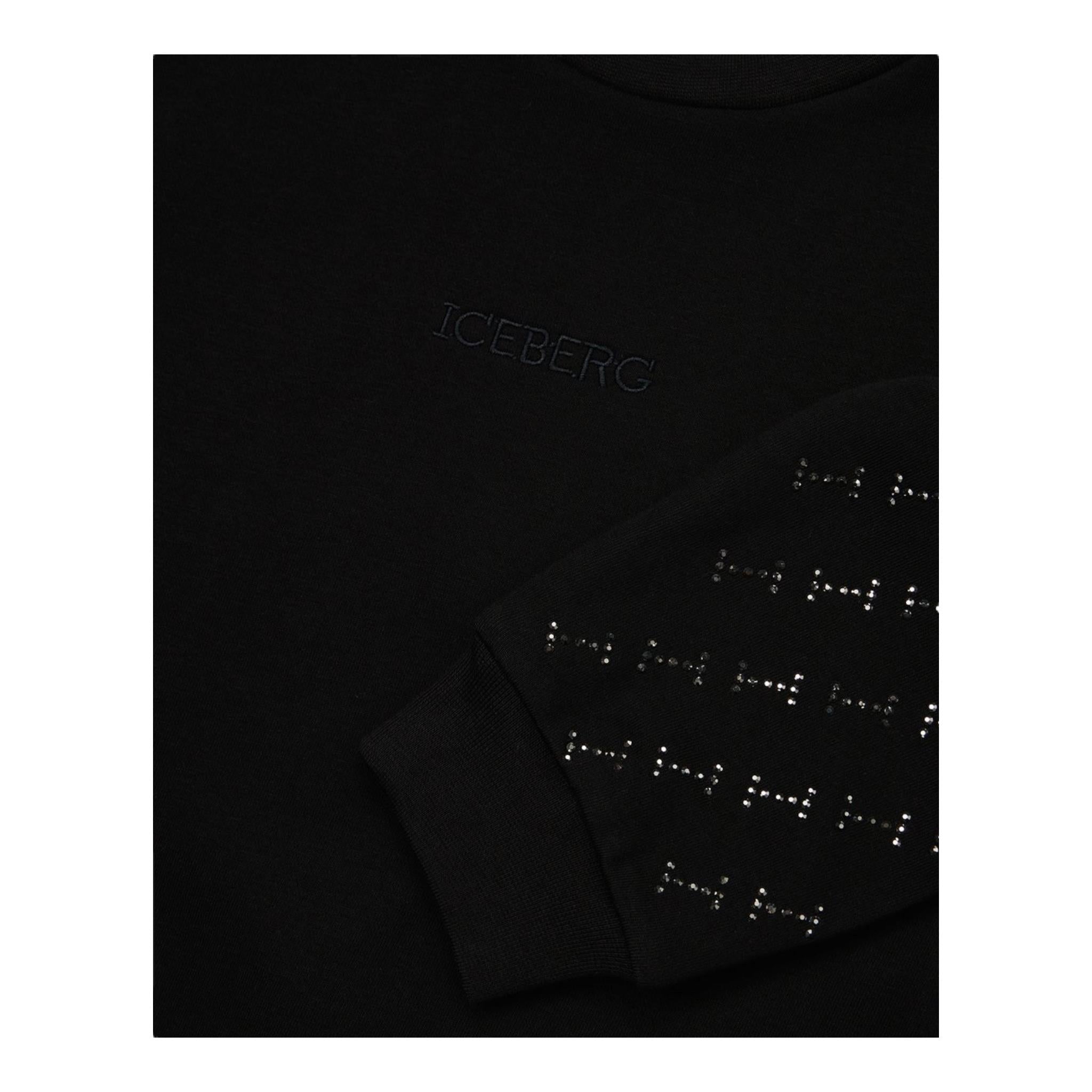 ICEBERG felpa chiusa girocollo tinta unita con brillantini Nero per Bambina MFICE5357J NERO ICEBERG 