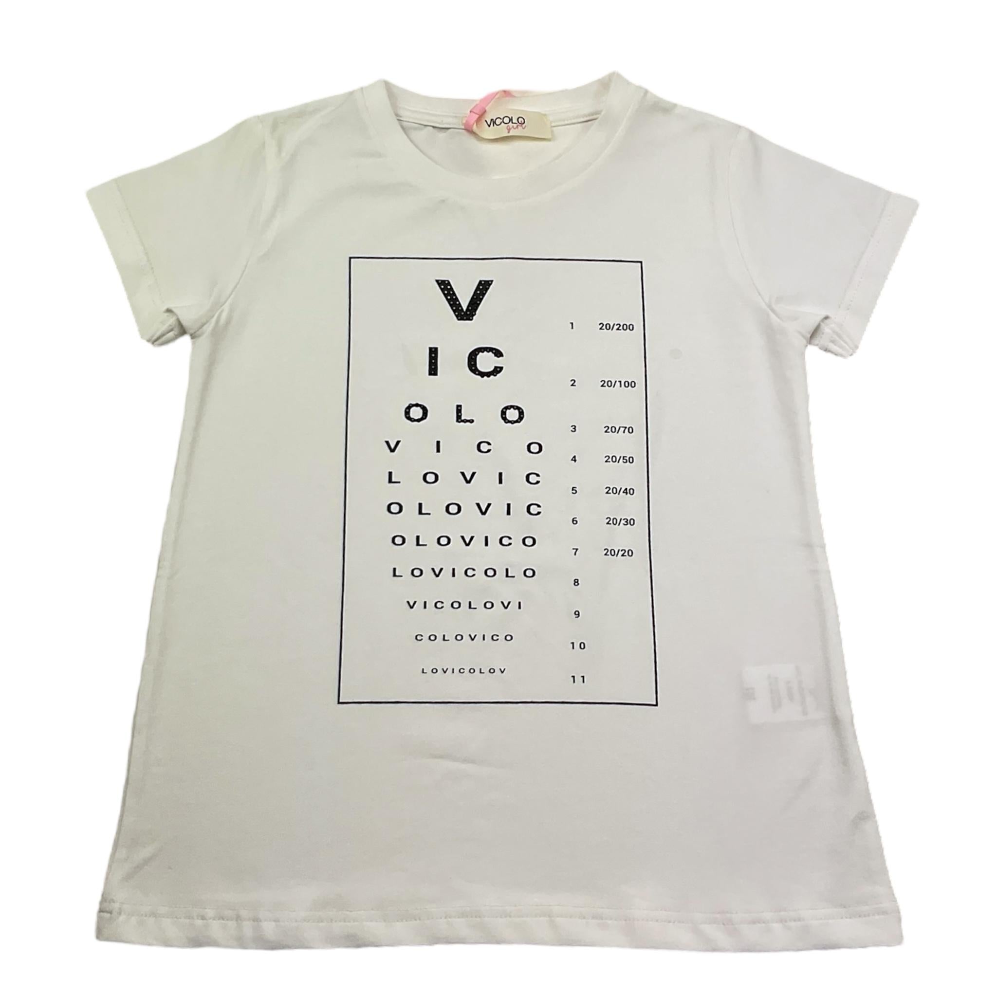 Vicolo T-Shirt Girocollo Tinta Unita con Stampa Logo per Bambina 3146MX00145 BIANCO VICOLO 