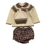 BABIDU completo 2pz maglia-coulotte fantasia a quadri Beige per Neonata 40762 BEIGE BABIDU 