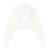 Elisabetta Franchi Camicia Manica Lunga Tinta Unita con Ricami per Bambina EFCA263 PANNA ELISABETTA FRANCHI 