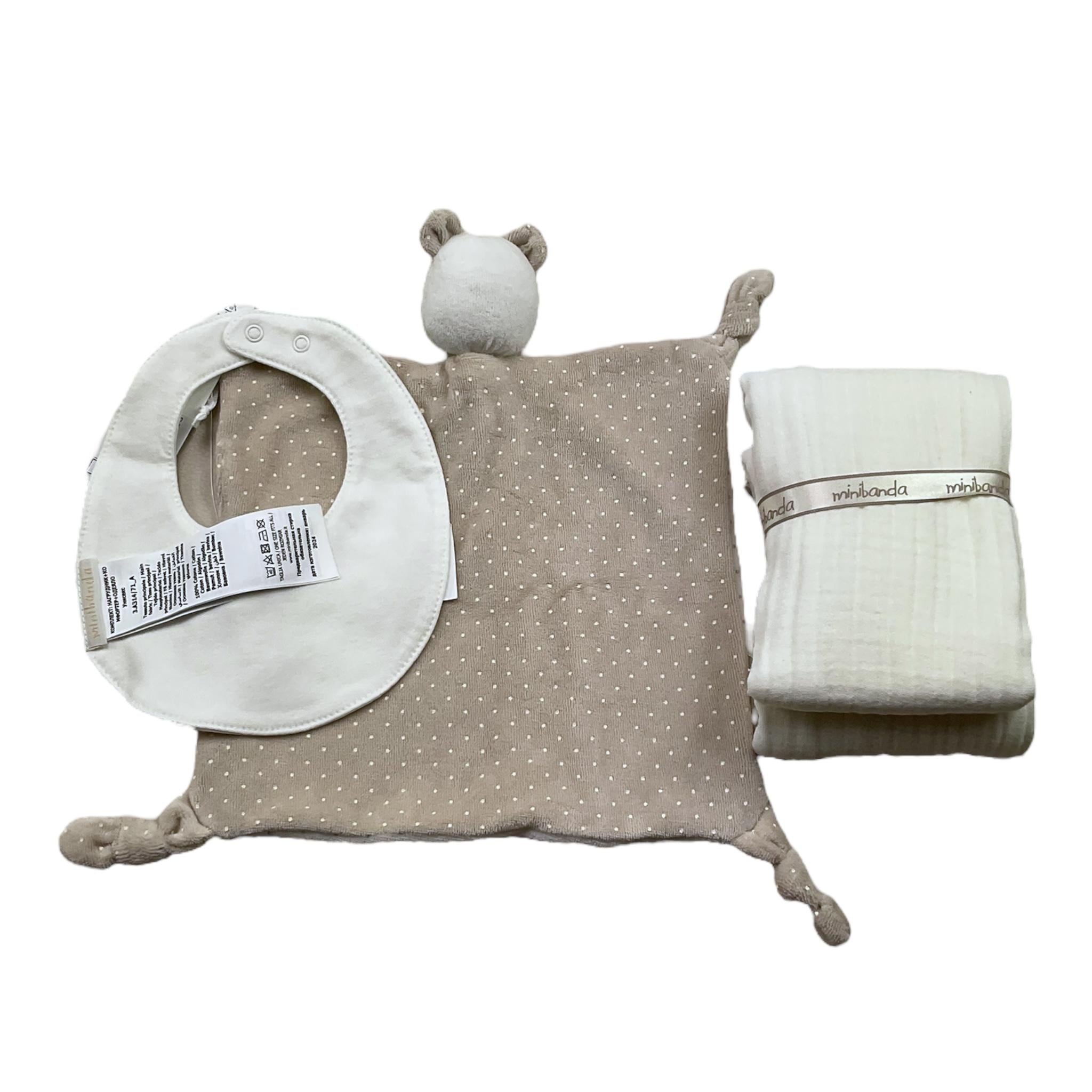 MINI BANDA completo 3 pezzi copertina-bavette-fazzoletto Panna per Neonato 3A414 PANNA MINI BANDA 