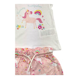 Losan Completo 2 Pezzi T-Shirt-Short Bicolore Bianco/Rosa per Neonata