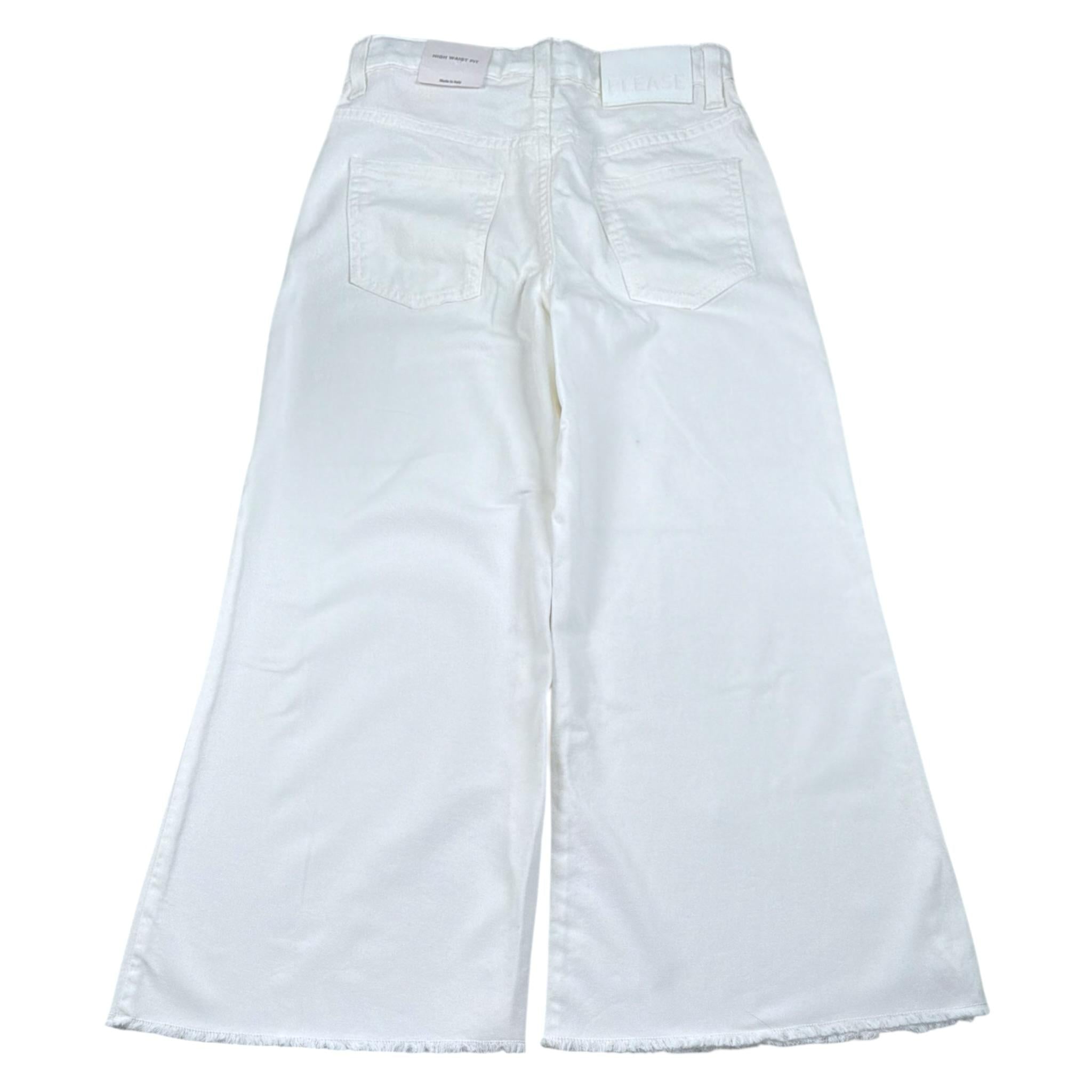 Please Pantalone Tinta Unita Modello A Palazzo per Bambina PHR8132G73 BIANCO PLEASE 