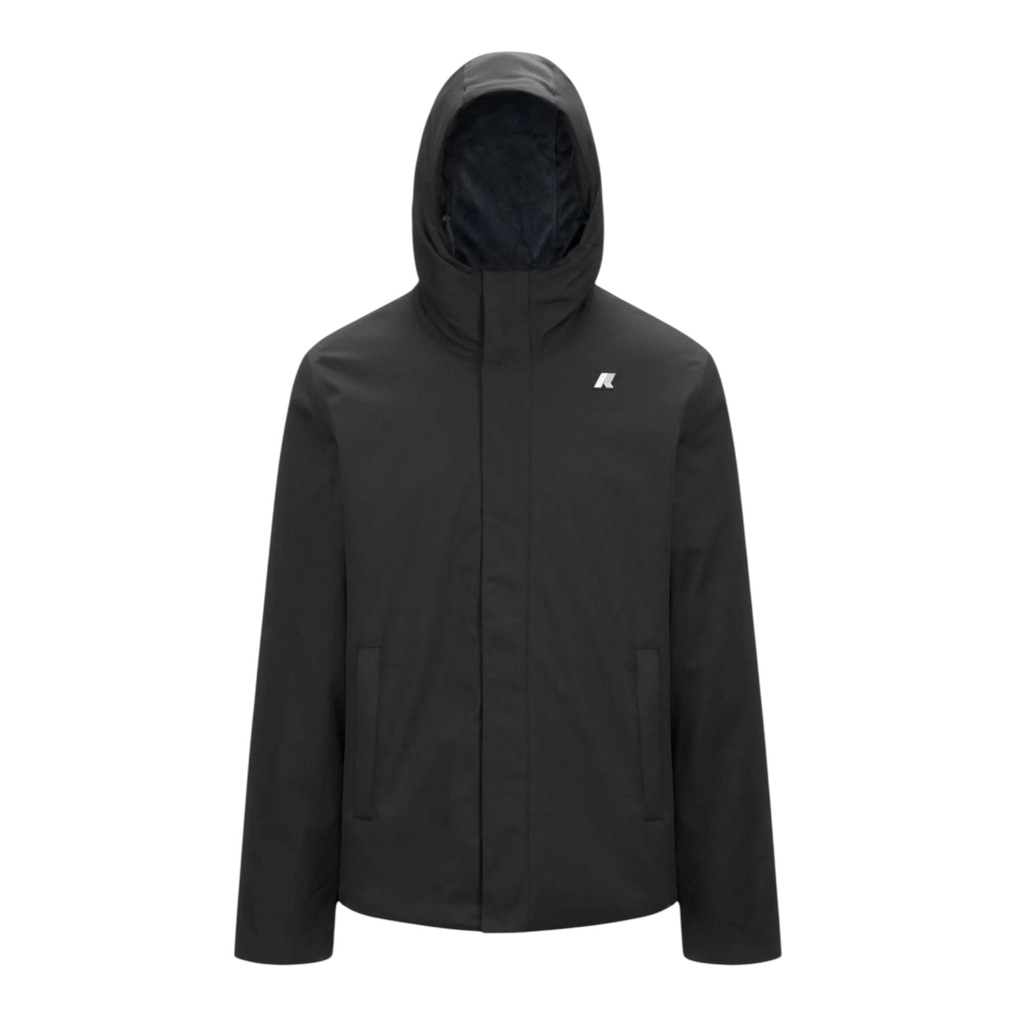 K-WAY giubbino tinta unita con zip e cappuccio Nero per Bambino K1128FWX NERO K-WAY 