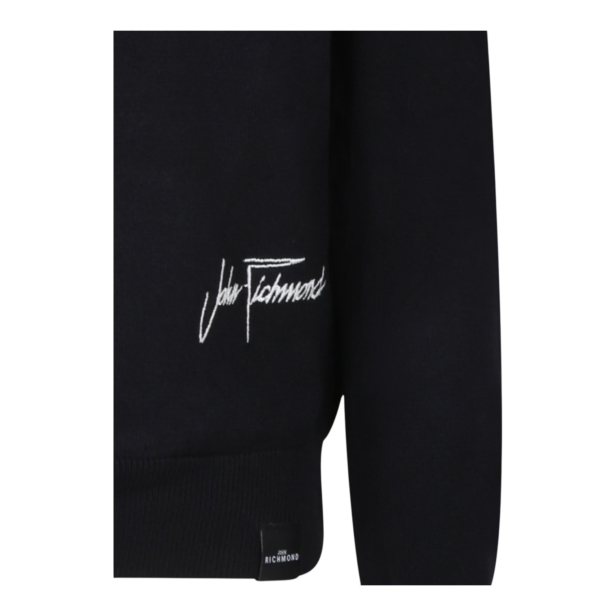 JOHN RICHMOND cardigan tinta unita con logo Nero per Bambino RBA24067CD NERO JOHN RICHMOND 