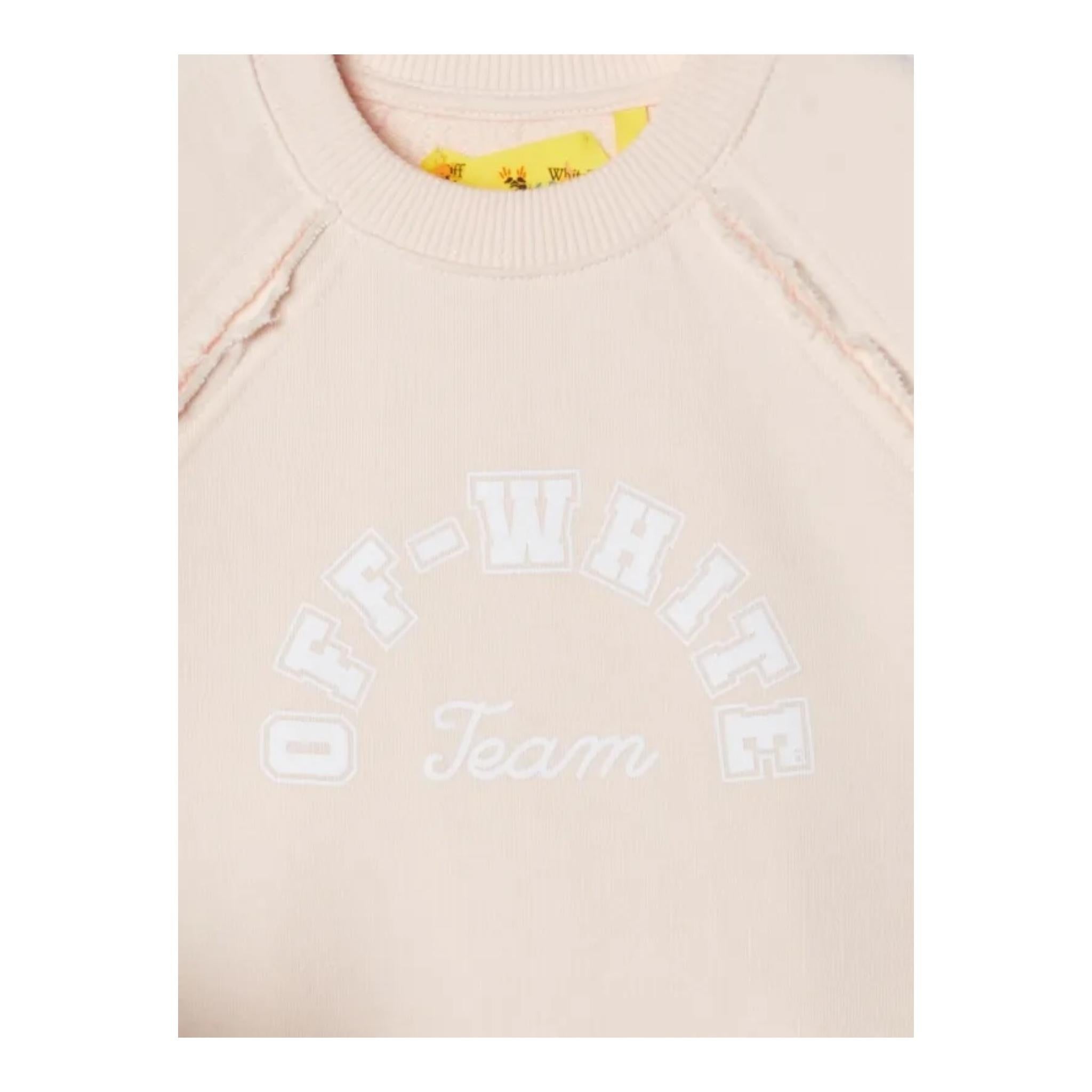 Off-White Felpa Girocollo Tinta Unita con Stampa per Bambina OBBA006S24 ROSA OFF-WHITE 