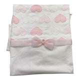 Ninnaoh Coperta Tinta Unita con Fantasia Cuori per Neonata E21COP14 BIANCO NINNAOH 