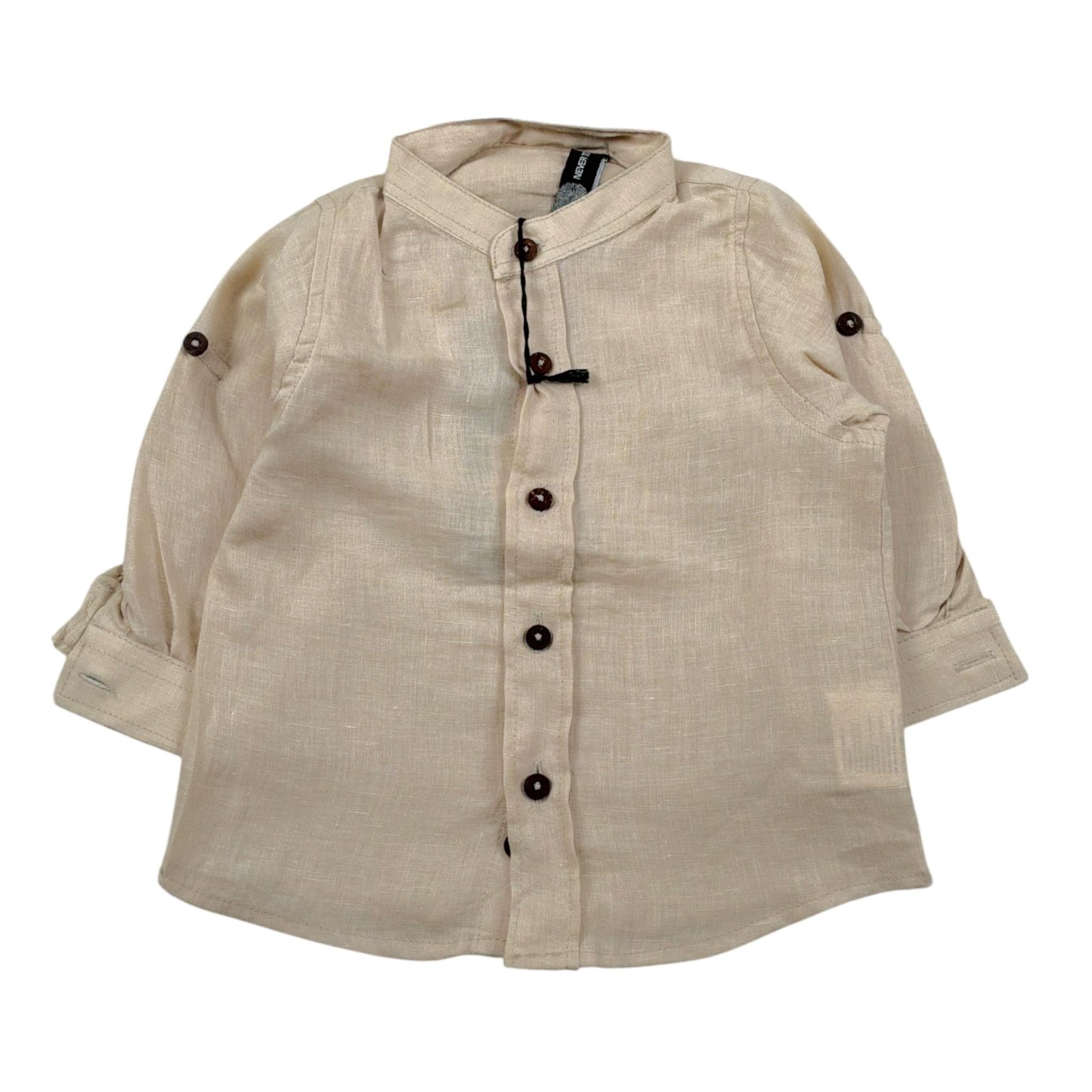 Never Too Camicia tinta unita con Colletto Coreano Sabbia per Neonato NT1232N SABBIA NEVER TOO 