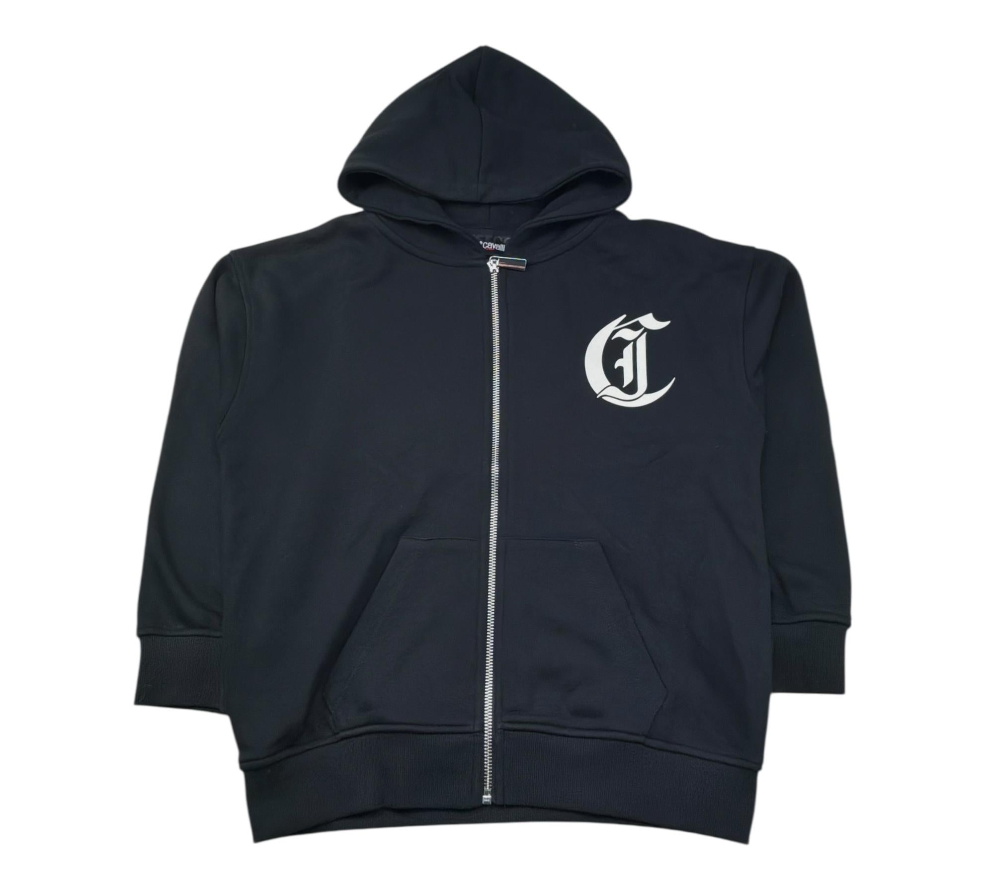 Just Cavalli Felpa con Zip E Cappuccio Tinta Unita con Logo per Bambino JBP26008FE NERO JUST CAVALLI 