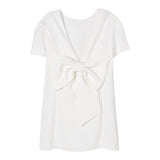 Twinset Abito Mezza Manica Tinta Unita con Fiocco per Bambina 251GJ2QN9X BIANCO TWINSET 