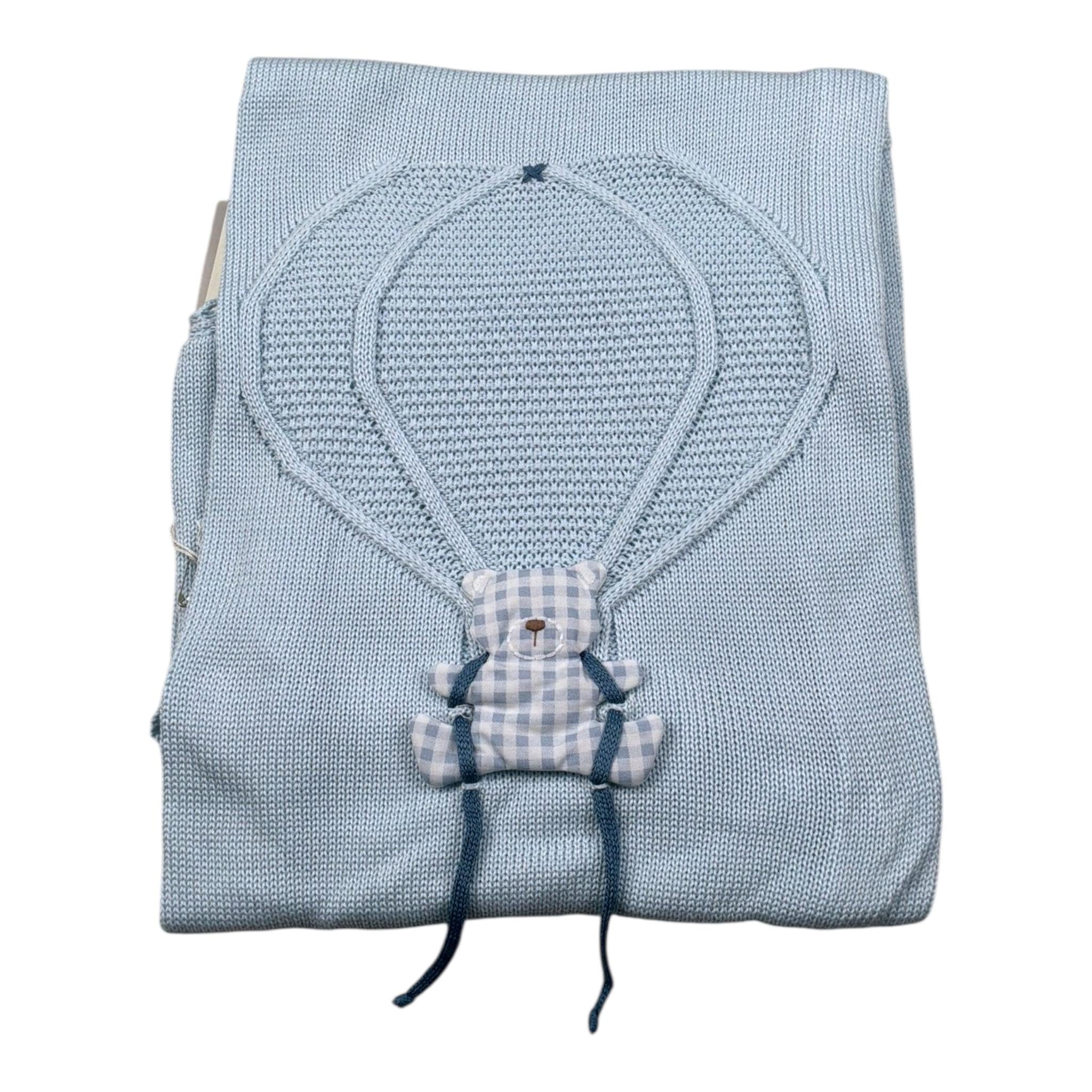 Marlu' Coperta Tinta Unita con Ricami per Neonato EB6780 AZZURRO MARLU' 