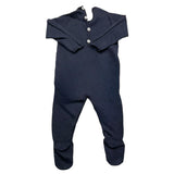 Wedoble Tutina Manica Lunga Tinta Unita Blu Per Neonato