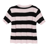 Mimisol T-Shirt In Maglia Con Scollo A V Bicolore Con Fantasia A Righe Rosa Per Bambina