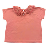 Zhoe & Tobiah T-Shirt Tinta Unita Con Colletto Corallo Per Bambina