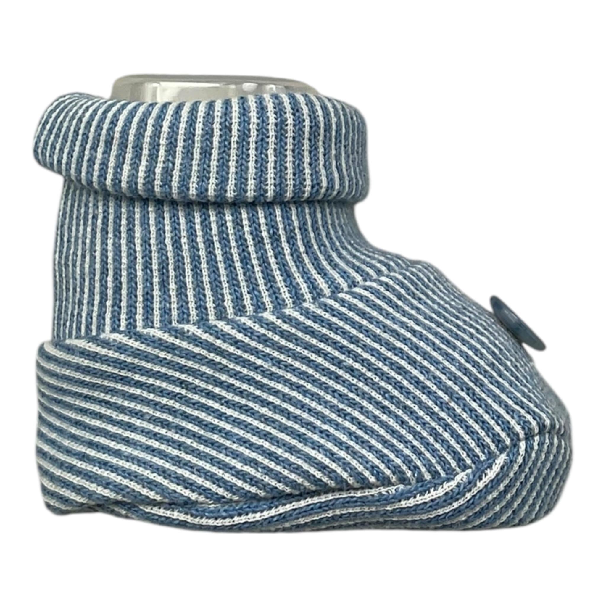 Barcellino Babbucce Tinta Unita con Fantasia A Righe per Neonato BO220024 AZZURRO BARCELLINO 