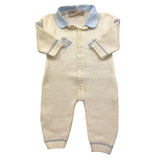 LA STUPENDERIA tutina tinta unita in maglia con ricami Panna per Neonato WBTT51 PANNA LA STUPENDERIA 