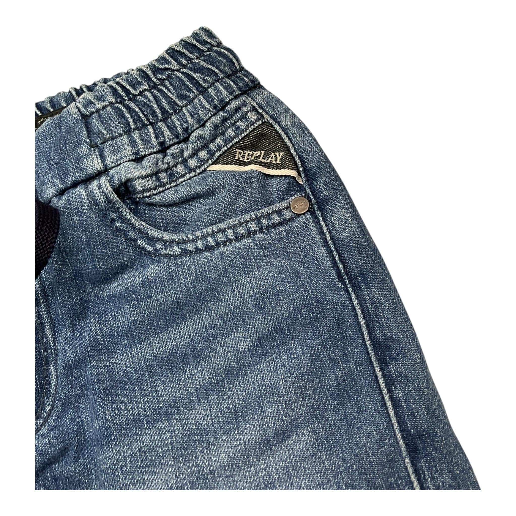 Replay Jeans Tinta Unita con Elastico In Vita per Bambino SB9093 BLU REPLAY 