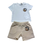 Moschino Completo 2 Pezzi T-Shirt-Bermuda Tinta Unita con Stampa per Neonato M6G00M BIANCO/BEIGE MOSCHINO 