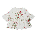 Monnalisa Camicia Manica Lunga Tinta Unita Stampe Rose per Bambina 717302 PANNA MONNALISA 