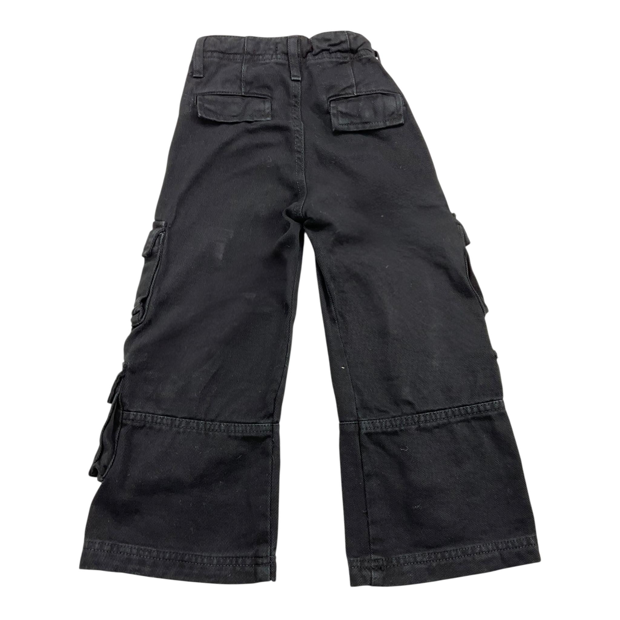 JANICE jeans tinta unita modello cargo a palazzo Nero per Bambina JN579B NERO JANICE 