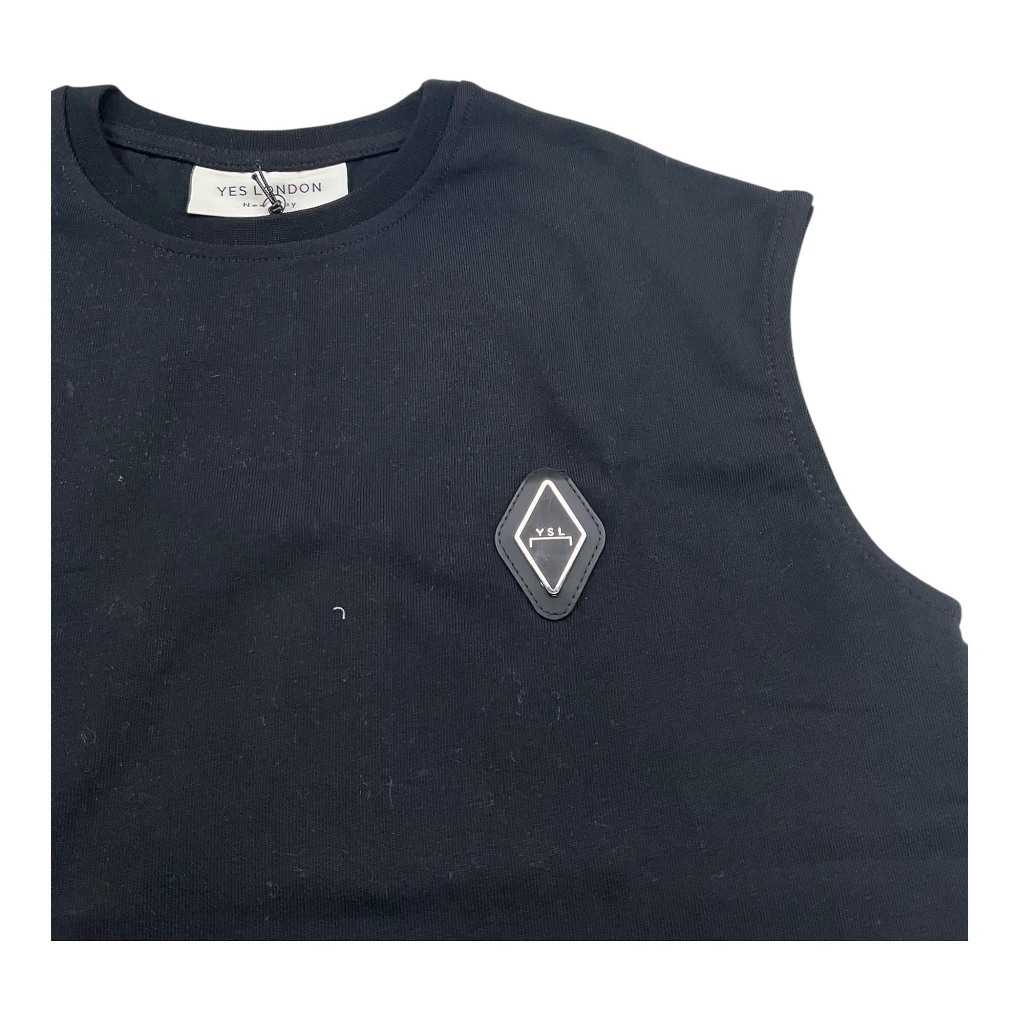 Yes London Canotta Girocollo Tinta Unita con Logo per Bambino JR2138 NERO YES LONDON 