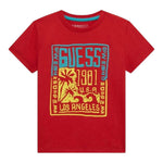 Guess T-Shirt Gircollo Tinta Unita con Stampa per Neonato N5GI16K8HM4 ROSSO GUESS 