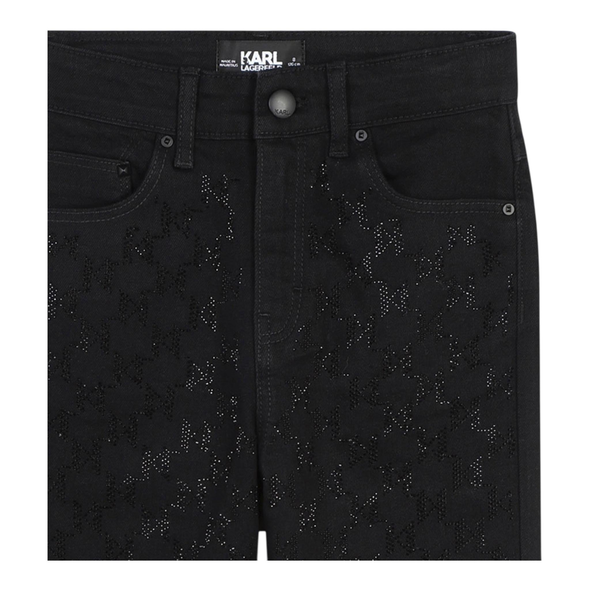 KARL LAGERFELD jeans tinta unita con brillantini Nero per Bambina Z30208 NERO KARL LAGERFELD 