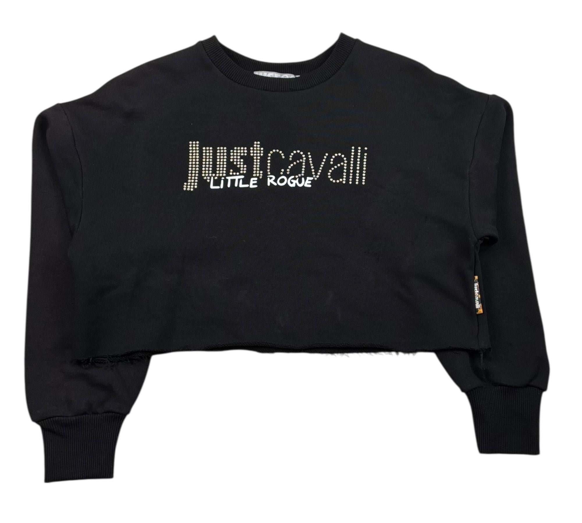 Just Cavalli Felpa Chiusa Girocollo Tinta Unita Modello Crop per Bambina JGP26174FE NERO JUST CAVALLI 