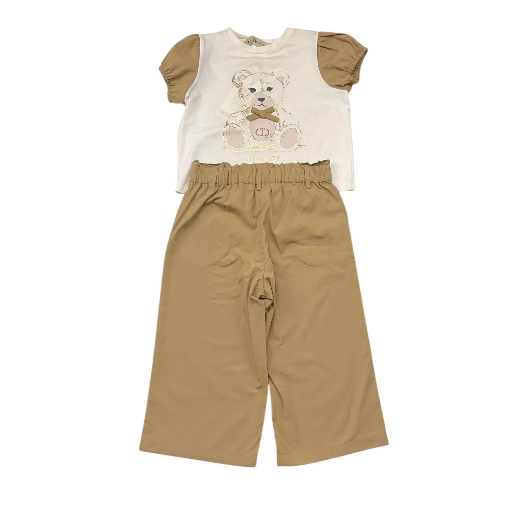 Twinset Completo 2 Pezzi T-Shirt-Pantalone Bicolore per Bambina 251GJ2429J BIANCO/BEIGE TWINSET 