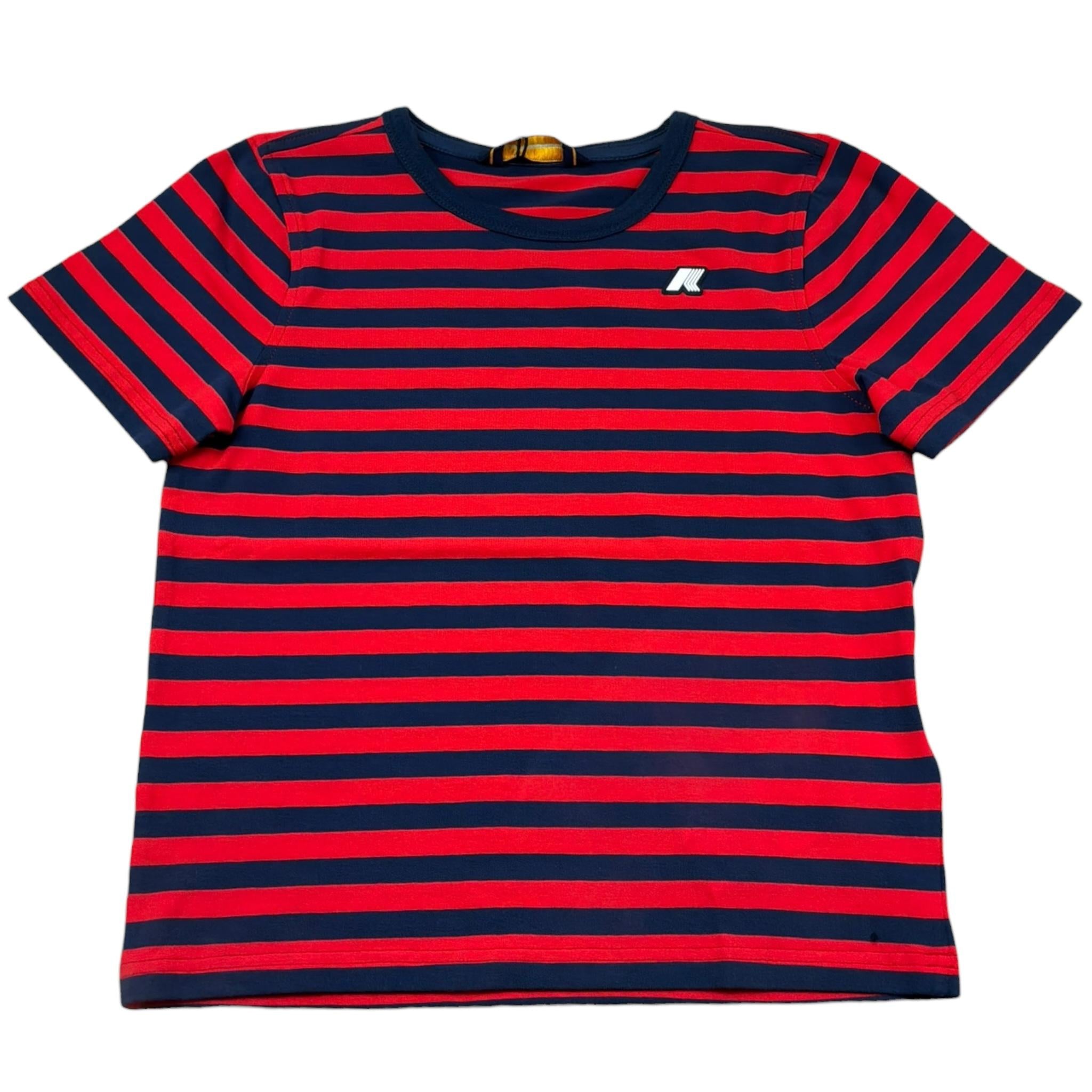 K-Way T-Shirt Girocollo Tinta Unita con Stampa E Fantasia A Righe per Bambino K4132BW ROSSO/BLU K-WAY 