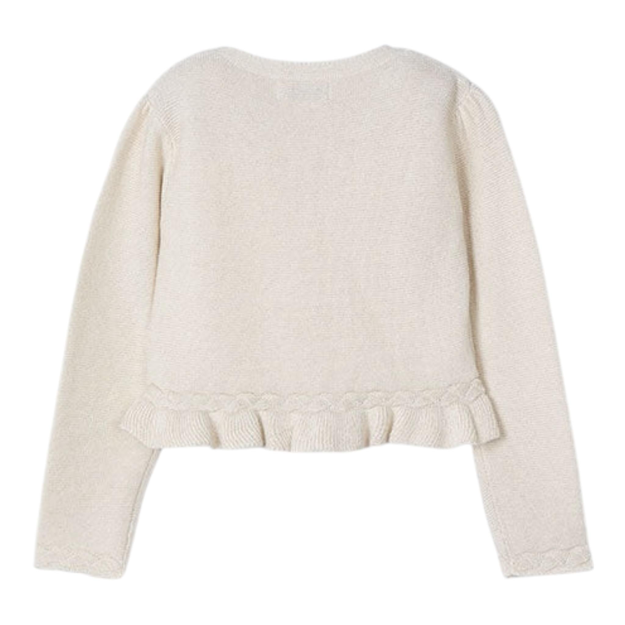 Mayoral Cardigan Tinta Unita con Rouches per Bambina 3374 AVORIO MAYORAL 