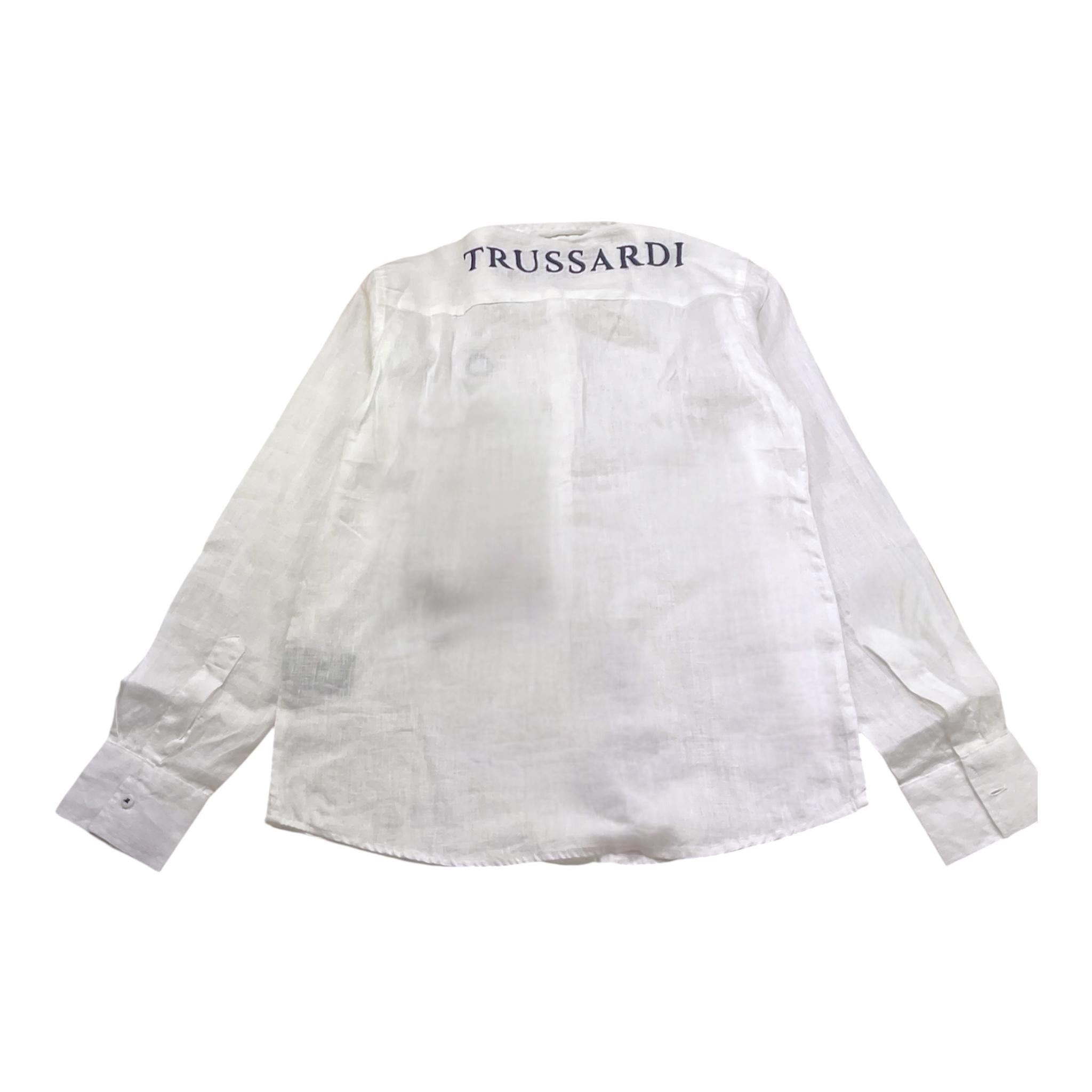 Trussardi Camicia Tinta Unita Manica Lunga con Logo per Bambino TBP24015CA BIANCO TRUSSARDI 