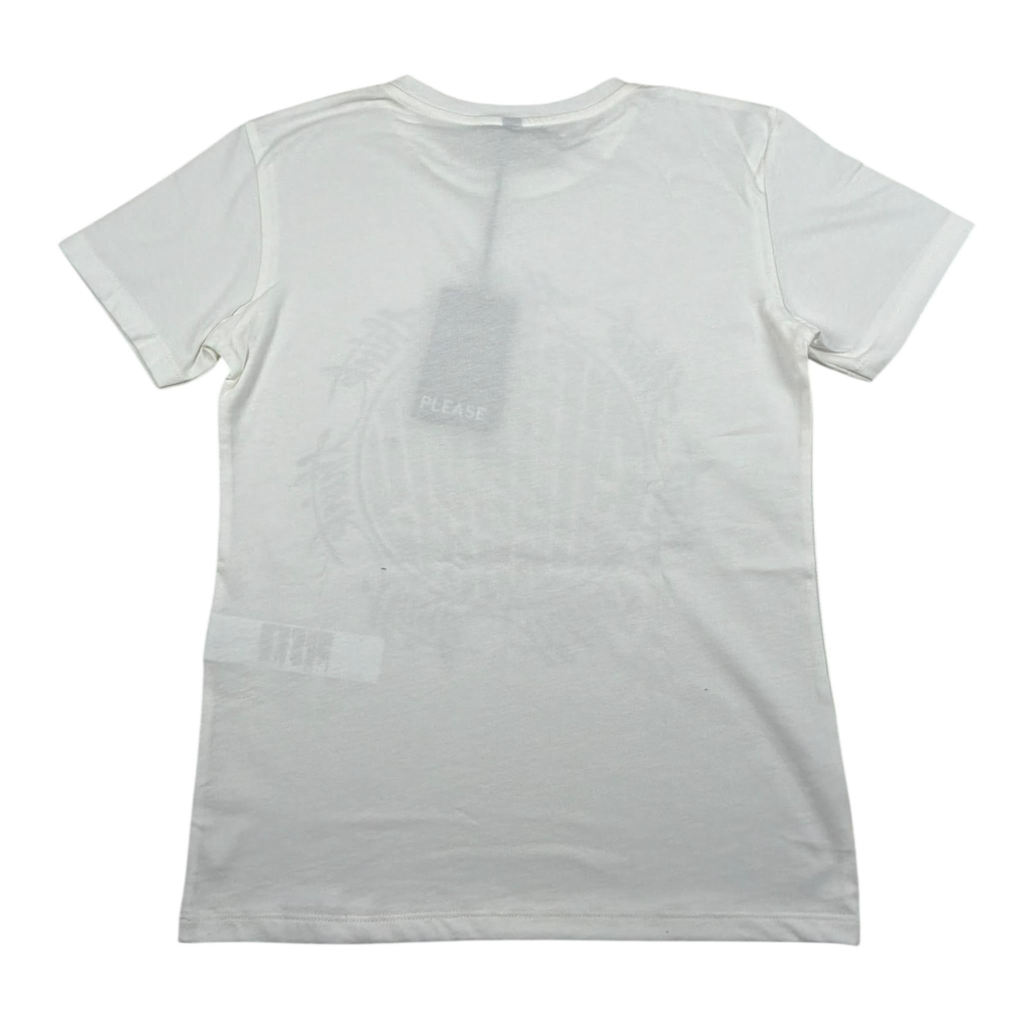 Please T-Shirt Girocollo Tinta Unita con Stampa per Bambino MBF3030B72 PANNA PLEASE 