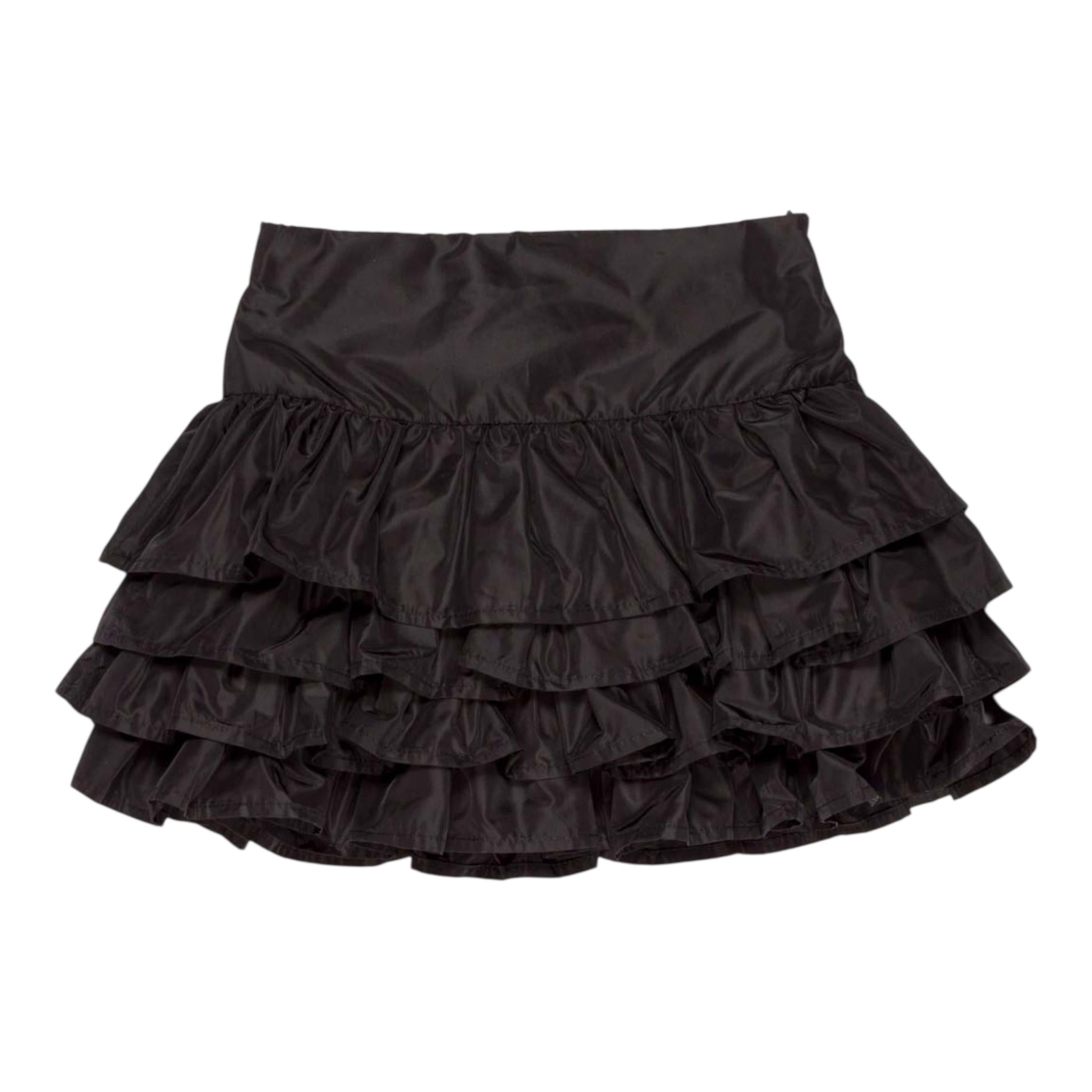 LU LU BY MISS GRANT gonna tinta unita con balze Nero per Bambina LL3044 NERO LU LU BY MISS GRANT 