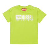 Diesel T-Shirt Girocollo Tinta Unita con Stampa per Neonato K00569 VERDE DIESEL 