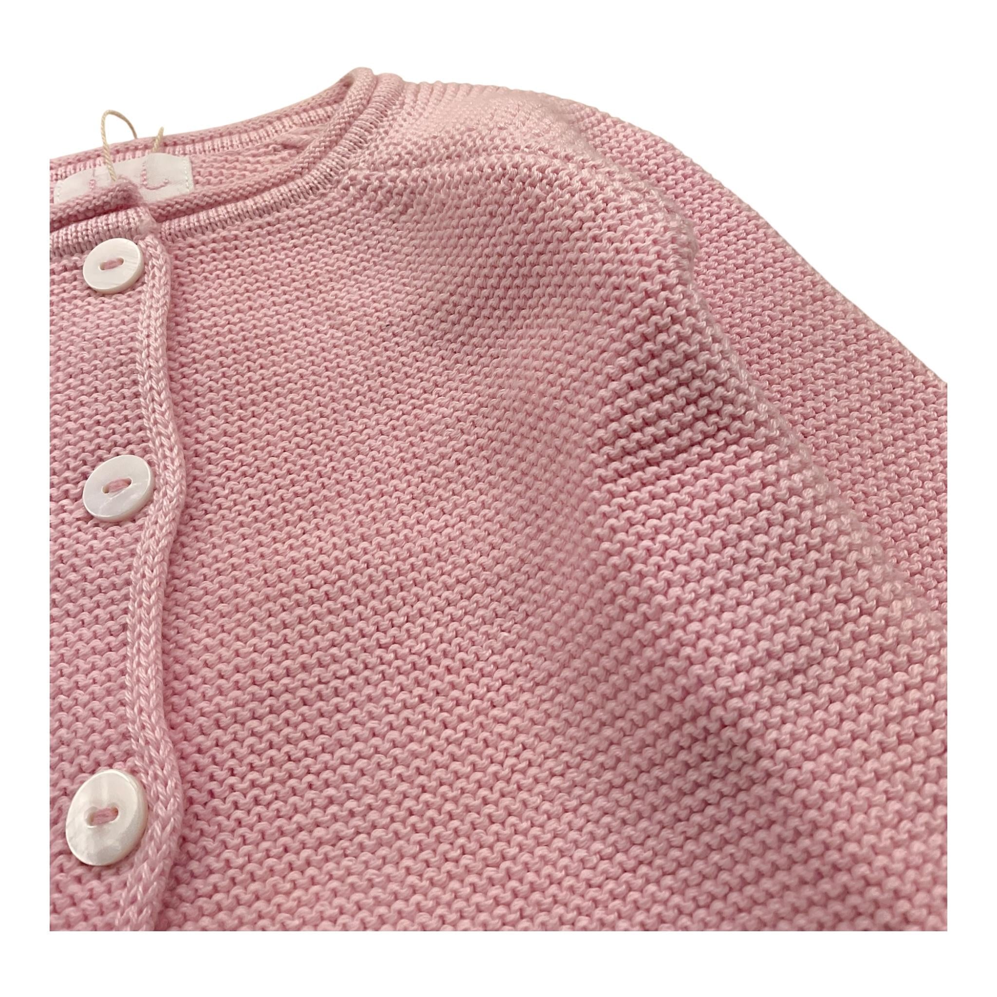 Isi Baby Cardigan In Filo Tinta Unita per Neonata SCCI127GFMM ROSA ISI BABY 