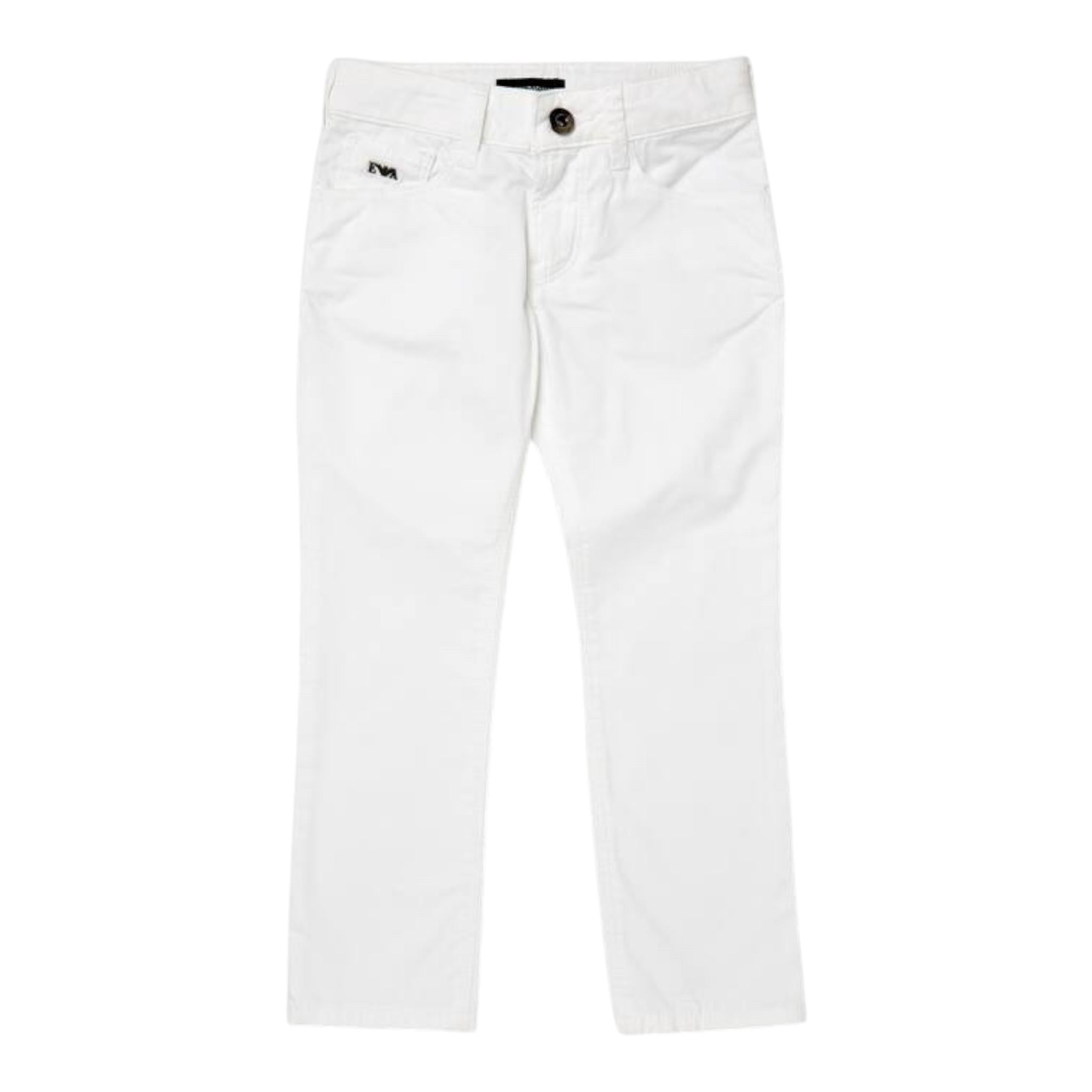 Emporio Armani Pantalone Tinta Unita con Logo per Bambino 8N4J066 BIANCO EMPORIO ARMANI 