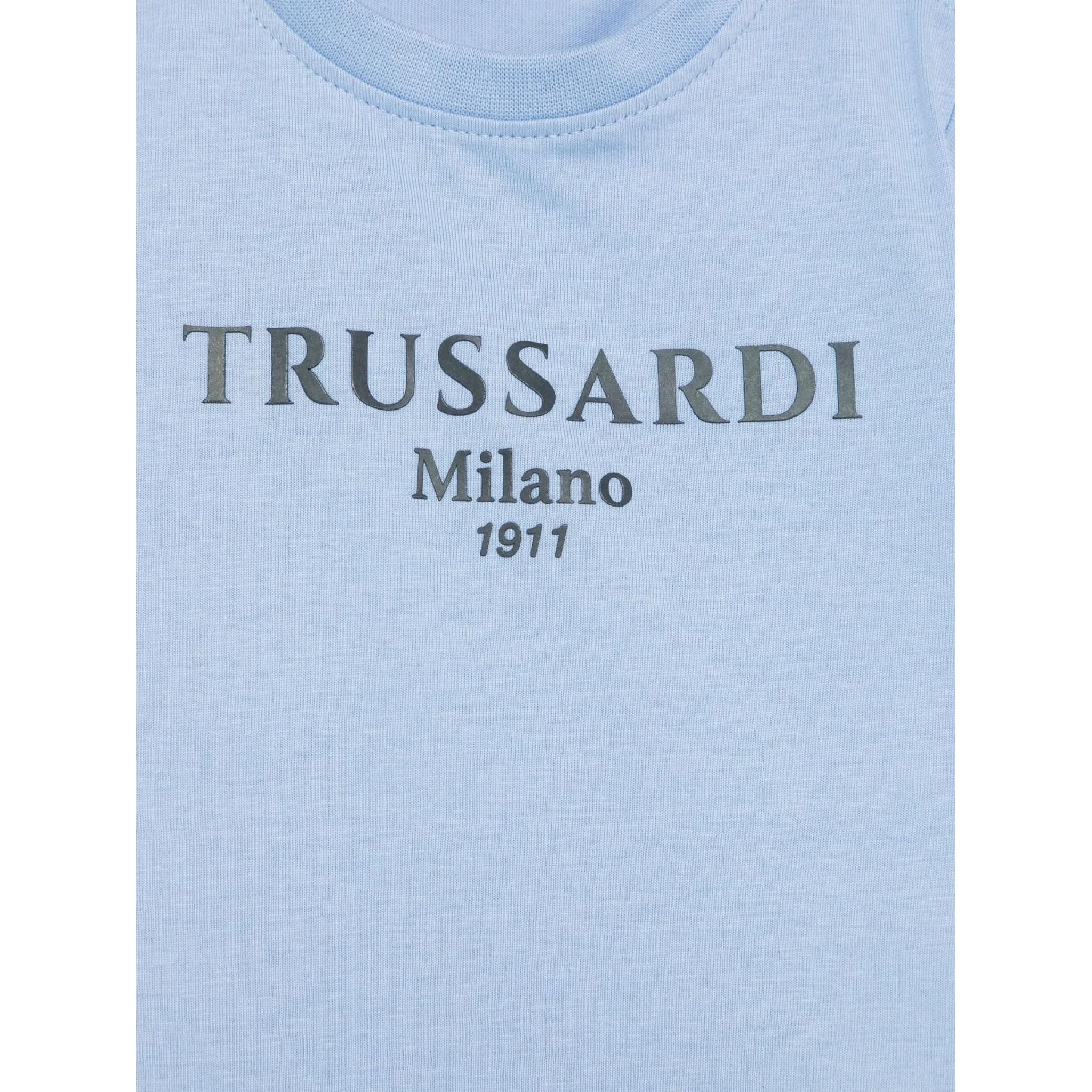 Trussardi T-Shirt Girocollo Tinta Unita con Stampa per Neonato TIP25011TSXXX AZZURRO TRUSSARDI 