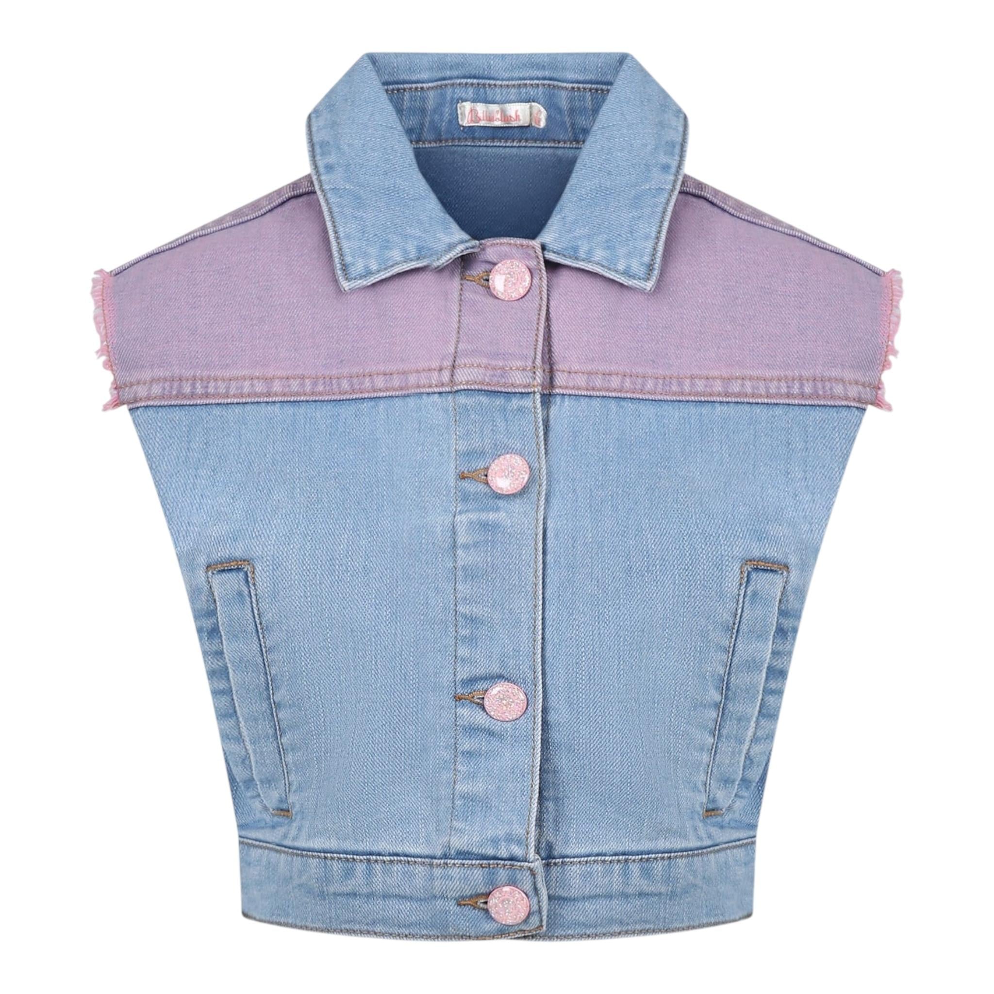 Billieblush Giubbino Smanicato In Denim con Paillettes per Bambina U21069 AZZURRO BillIEBLUSH 