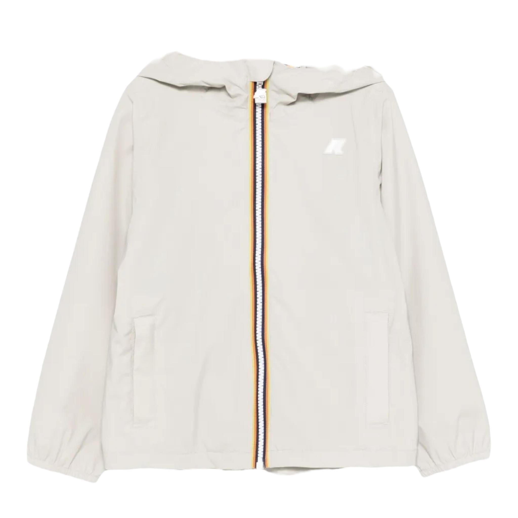 K-Way Giubbino Reversibile con Zip E Cappuccio per Bambina K61313WX BIANCO/BEIGE K-WAY 