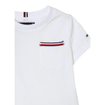 Tommy Hilfiger T-Shirt Girocollo Tinta Unita con Logo per Bambino KB0KB08817 BIANCO TOMMY HILFIGER 