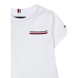 Tommy Hilfiger T-Shirt Girocollo Tinta Unita con Logo per Bambino KB0KB08817 BIANCO TOMMY HILFIGER 