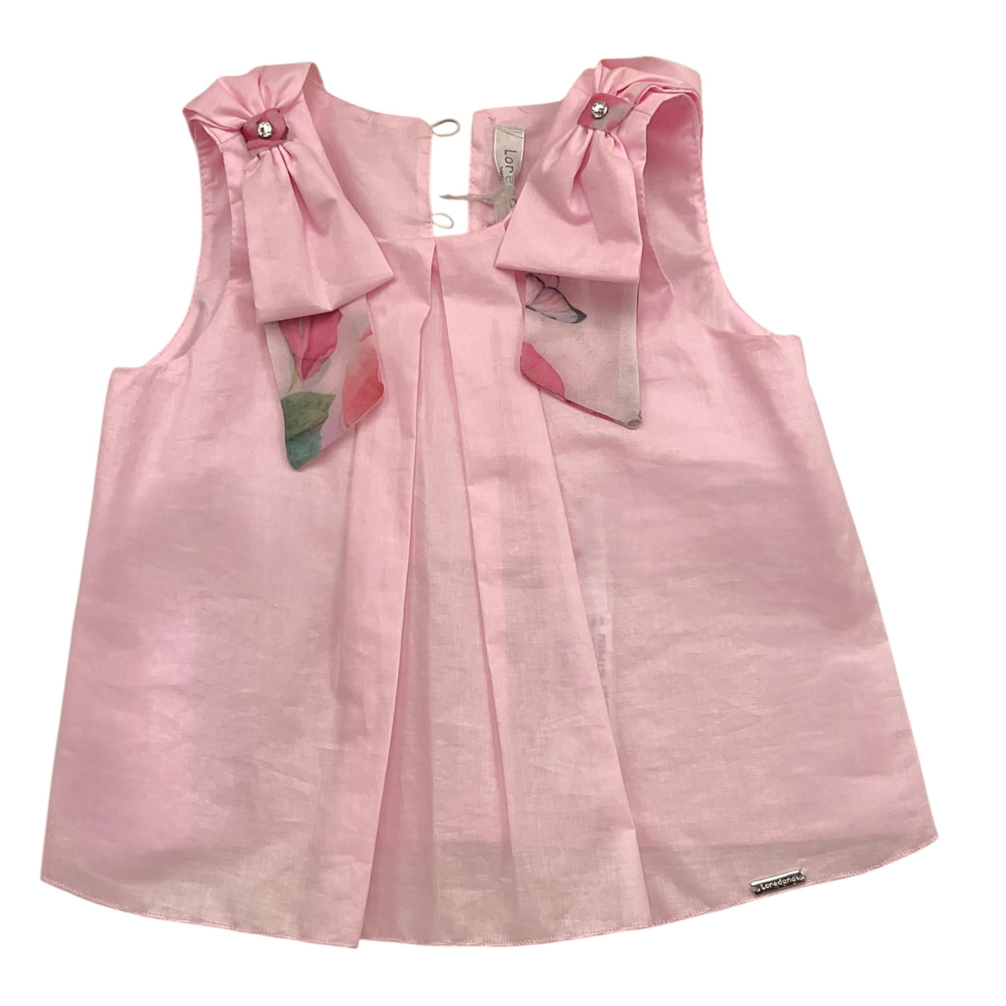 Loredana Camicia Tinta Unita Giromanica con Fiocco per Bambina P0101179 ROSA LOREDANA 