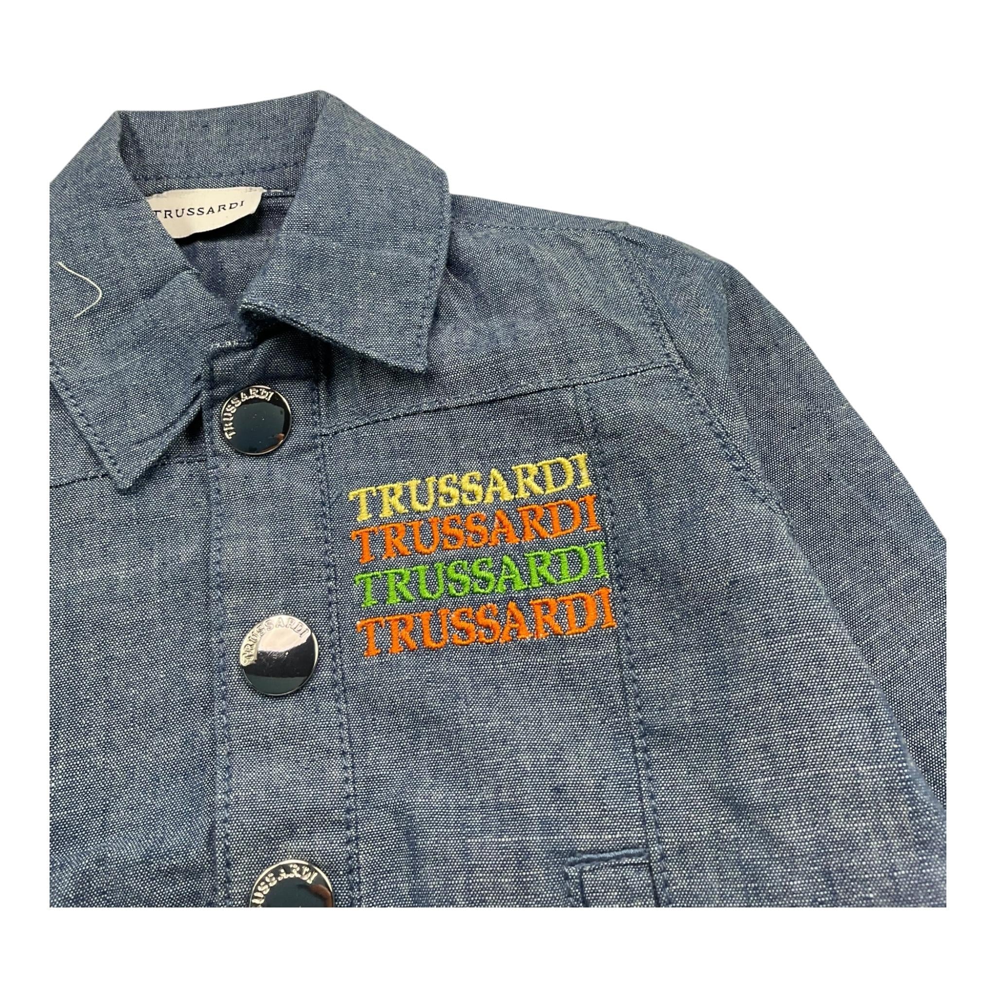 Trussardi Camicia In Denim Tinta Unita con Stampa per Neonato TIP25019GB AZZURRO TRUSSARDI 