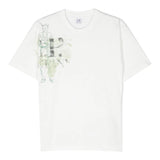 C.P. Company T-Shirt Tinta Unita Girocollo Con Stampa Bianco Per Bambino